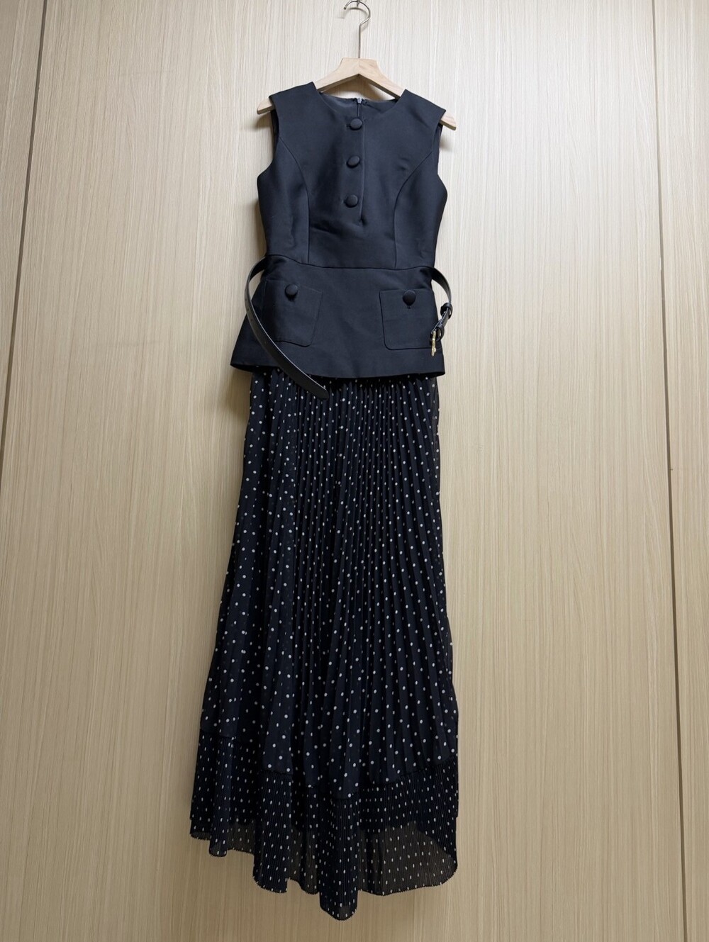 Self Portrait Black Taffeta Polka Dot Midi Dress - Picture 6 of 16